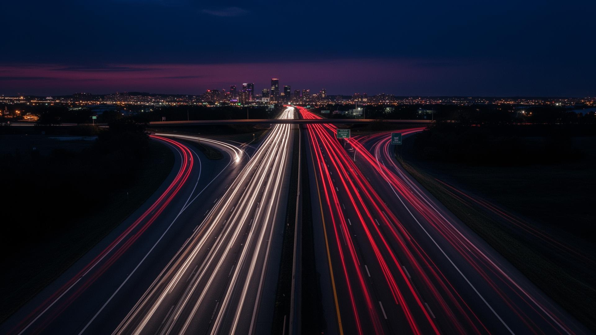 Roadside assistance vehicle on highway at night